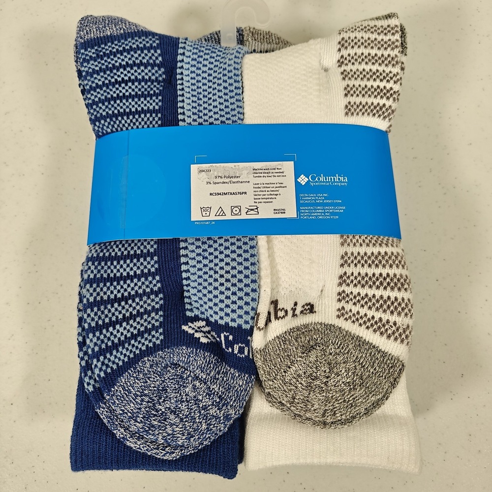 Columbia Athletic Crew Socks 6 Pairs Multicolor Mens Size 6-12 Blue Tan White - Picture 6 of 9